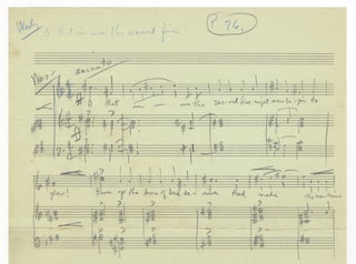 Item #25261 The Invisible Fire. Autograph musical sketch and fragment of typed libretto of an....