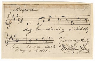 Item #25380 Autograph musical quotation signed "Wilhelm Ganz," dated August 13, 1875, and...