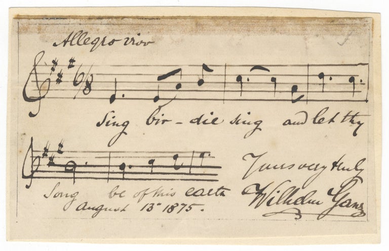 Item #25380 Autograph musical quotation signed "Wilhelm Ganz," dated August 13, 1875, and inscribed. Wilhelm GANZ.