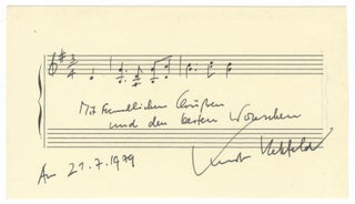Item #25385 Autograph musical quotation signed, dated July 21, 1979, and inscribed "Mit...