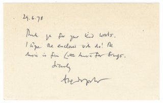 Item #25387 Autograph note signed to an unidentified correspondent. Alexander b. 1932 GOEHR