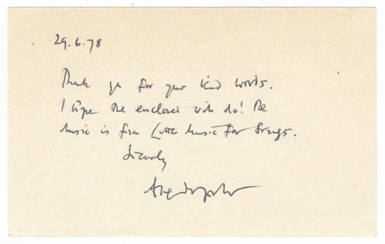 Item #25387 Autograph note signed to an unidentified correspondent. Alexander b. 1932 GOEHR.
