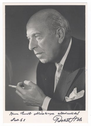 Item #25477 Bust-length photograph of the noted Austrian composer and conductor in formal attire,...