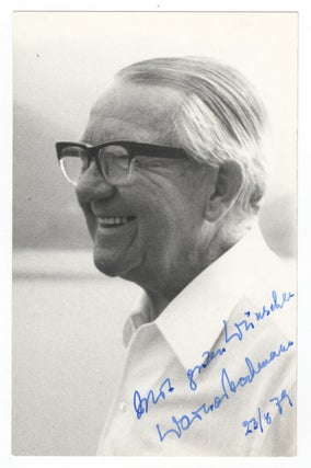 Item #25478 Bust-length photograph signed in full, inscribed "Mit guten Wünschen Werner...