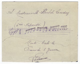 Item #25499 Autograph musical quotation signed "Lemaire" and inscribed "To Mademoiselle Rachel...