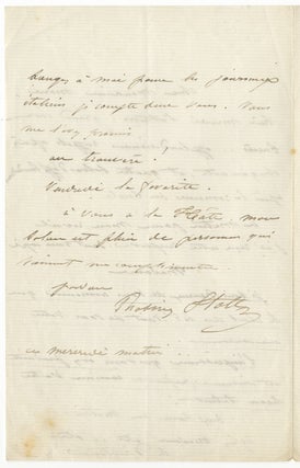 Item #25523 Autograph letter signed in full to "Monsieur Marie [?Escudier]" Rosine STOLTZ