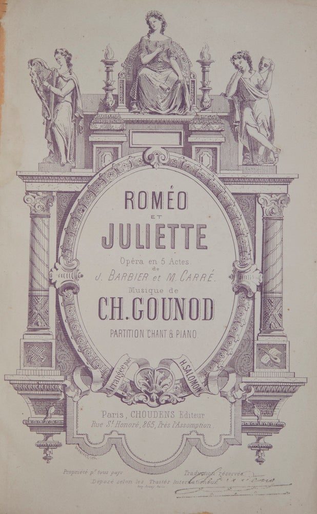 Item #25608 Roméo et Juliette Opéra en 5 Actes. de J. Barbier et M. Carré ... Partition Chant & Piano. Arrangée par H. Salomon. [Piano-vocal score]. Charles GOUNOD.