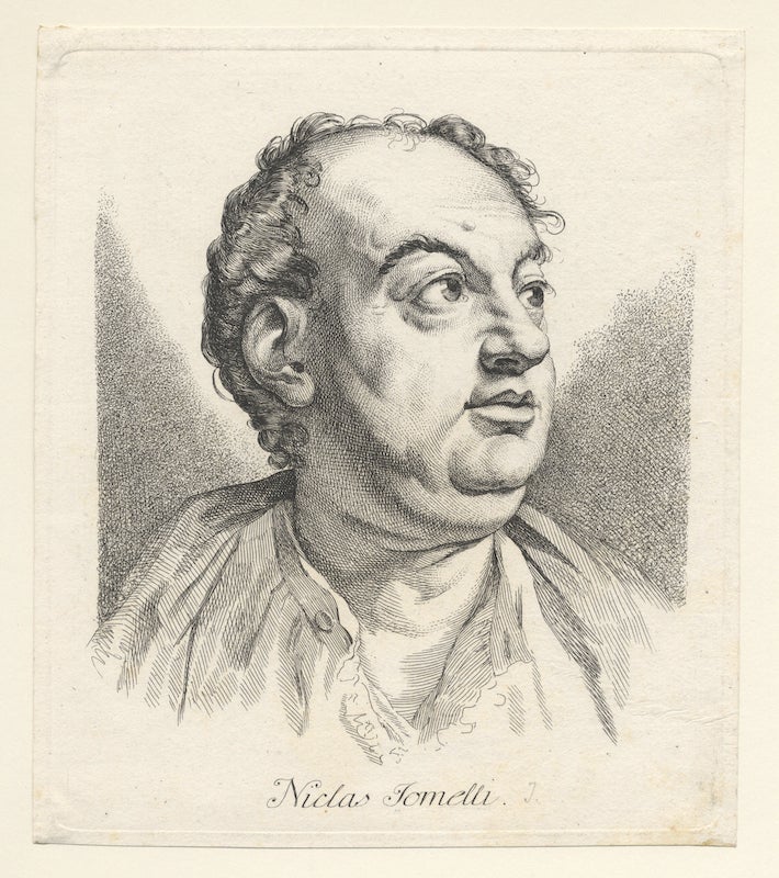 Item #25609 Fine bust-length portrait engraving. Niccolò JOMMELLI.