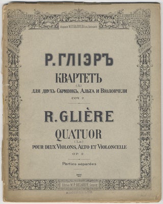Item #25710 [Op. 2]. Quatuor (La) pour deux Violons, Alto et Violoncelle.[Parts]. Reinhold...