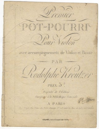 Item #25746 Premier Pot-Pourri Pour Violon avec accompagnement de Violon et Basse... Prix 3 fr....