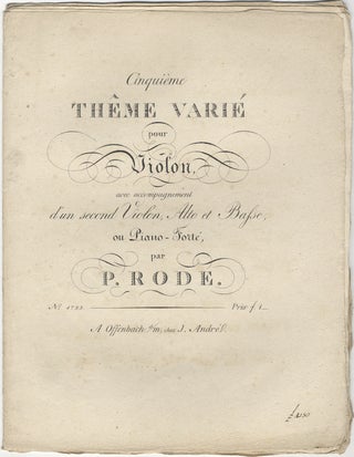Item #25901 Cinquième Thême varié pour Violon, avec accompagnement d'un second Violon, Alto et...