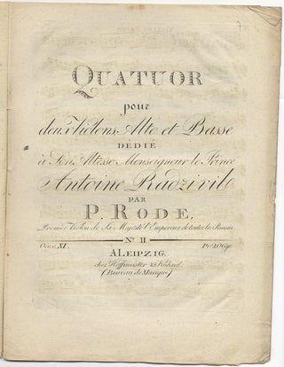 Item #25904 [Op. 11, no. 2]. Quatuor [in F major] pour deux Violons, Alto et. Pierre RODE