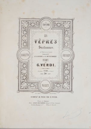 Item #25960 Les Vêpres Siciliennes, Gd. Opéra en 5 actes Poème de MM E. Scribe. Giuseppe VERDI