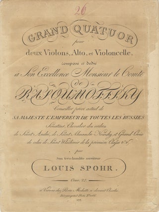 Item #25961 [Op. 27]. Grand Quatuor pour deux Violons, Alto, et Violoncelle, composé et dedié....