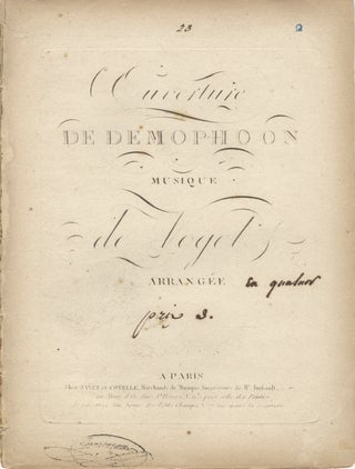 Item #26015 Ouverture de Demophoon [!Démophon]... Arrangée [en quatuor prix 3]. [Parts]. Johann...