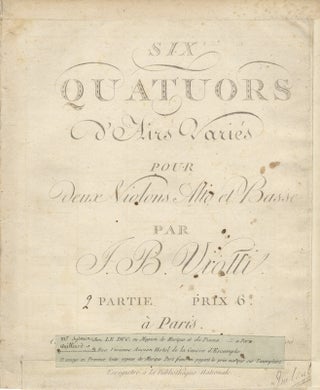 Item #26037 [W. IId, 4-6]. Six Quatuors d'Airs Variés ... [2] Partie [Parts]. Giovanni Battista...