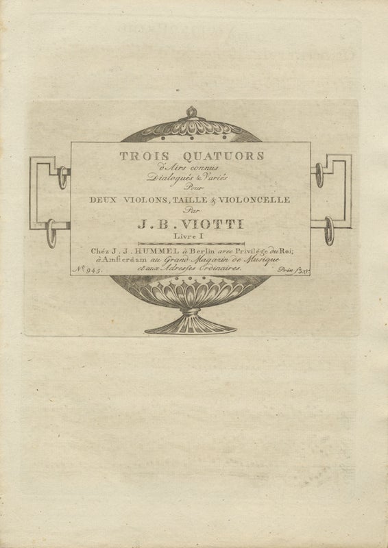 Item #26050 [W. IId, 1-6]. Quatuors d'Airs connus Dialogués & Variés [Parts]. Giovanni Battista VIOTTI.