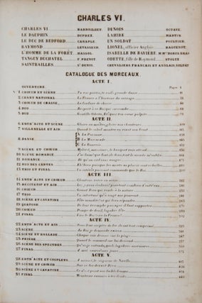 Charles VI Opéra en 5 Actes Paroles de Mrs Germain et Casimir Delavigne. [Piano-vocal score]