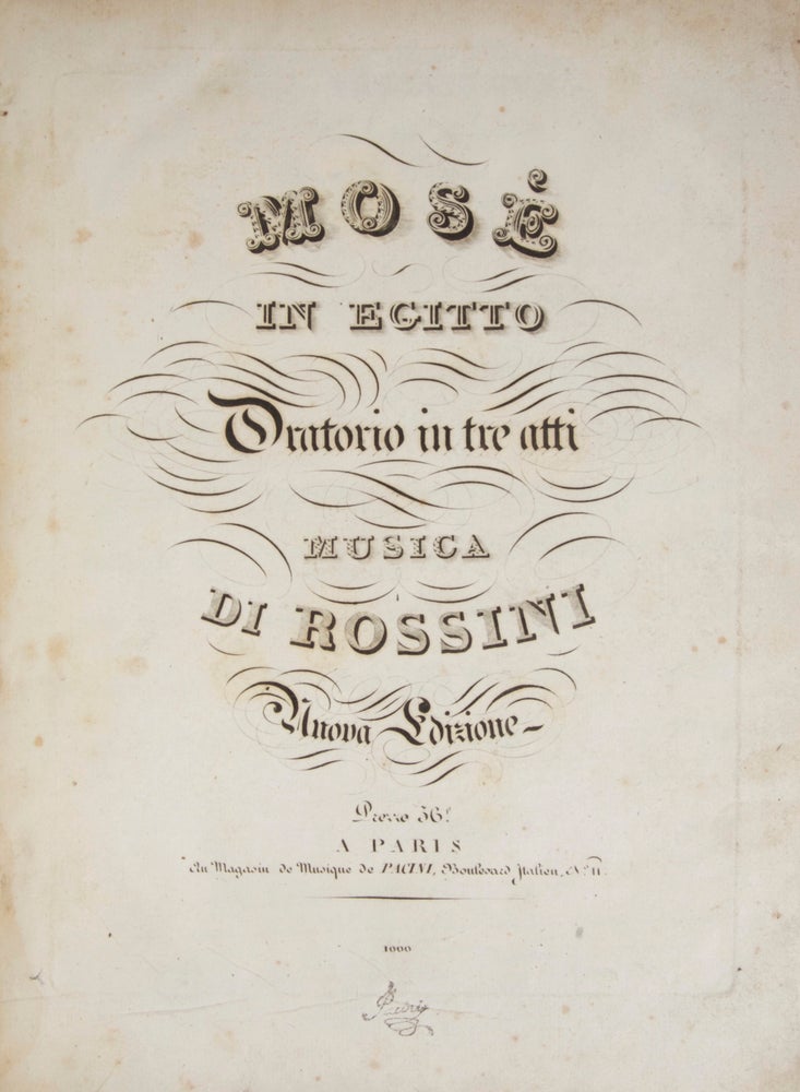 Item #26396 Mosè in Egitto Oratorio in tre atti... Nuova Edizione Prezzo 36f. [Piano-vocal score]. Gioachino ROSSINI.