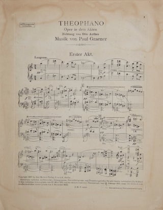 Item #26451 [Op. 48]. [Theophano Oper in drei Aufzügen Dichtung von Otto Anthes... op. 48. Paul...
