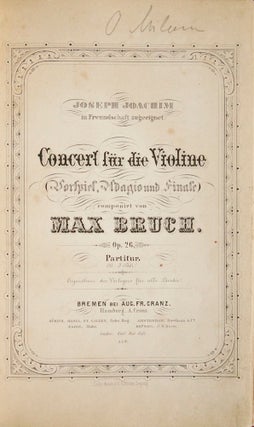 Item #26608 [Op. 26]. Concert für die Violine (Vorspiel, Adagio und Finale)... Op. 26. Partitur....