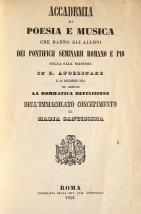 Item #26743 Accademia di Poesia e Musica che danno gli alunni dei Pontificii Seminarii Romano e...