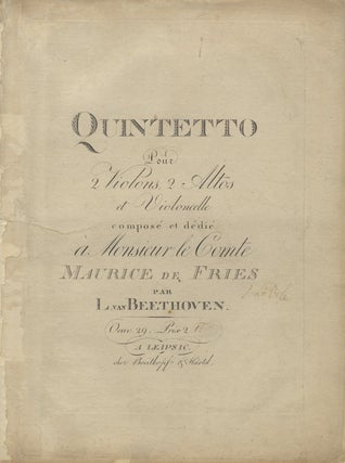 Item #26775 [Op. 29]. Quintetto Pour 2 Violons, 2 Altos et Violoncelle. Ludwig van BEETHOVEN