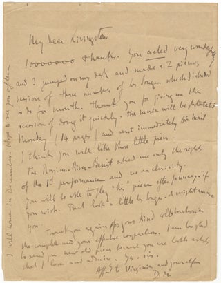 Item #26830 Autograph letter signed "D.M." to the American pianist, educator, composer, and...