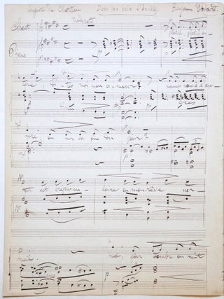 Dans les bois d'Andilly. (Auguste de Chatillon.) Morceau pour chant et Piano. Autograph musical manuscript signed in full and dated 1870. The complete work