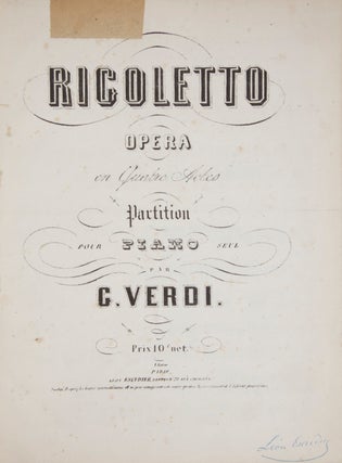 Item #26935 Rigoletto Opera en Quatre Actes Partition pour Piano seul... Prix 10 f net. [Piano...