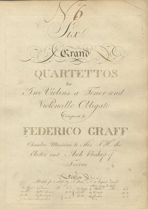 Item #27002 Six Grand Quartettos for Two Violins a Tenor and Violoncello Obligato Compos'd by....