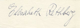 Item #27035 Bold autograph signature. Elisabeth RETHBERG