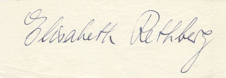 Item #27035 Bold autograph signature. Elisabeth RETHBERG.