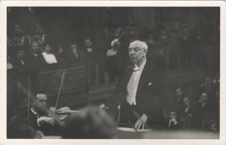 Item #27057 Postcard photograph of the distinguished German conductor and composer, signed, inscribed to Mela Weiss, and dated Vienna, April 1961 on verso. Robert HEGER.