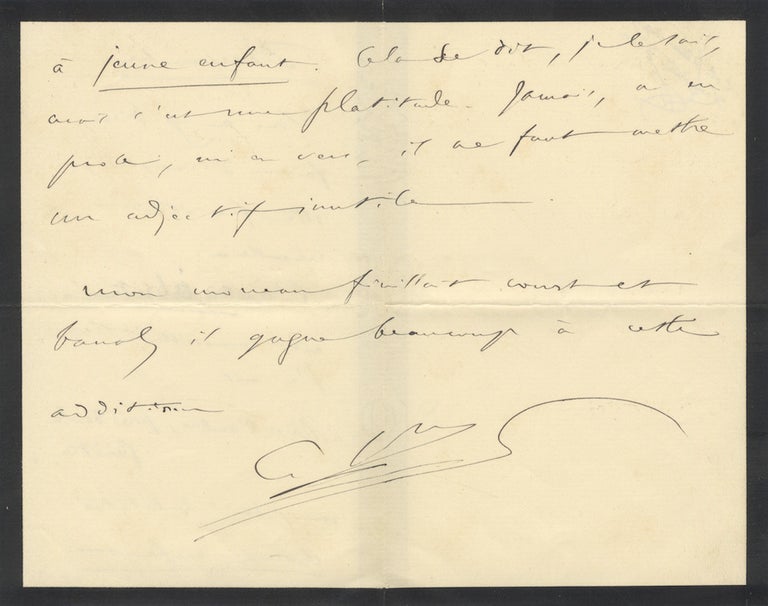 Item #27115 Autograph letter signed "C.Sns," quite possibly to his librettist. Camille SAINT-SAËNS.