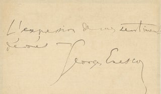 Item #27119 Autograph letter signed to an unidentified male correspondent. Georges ENESCU
