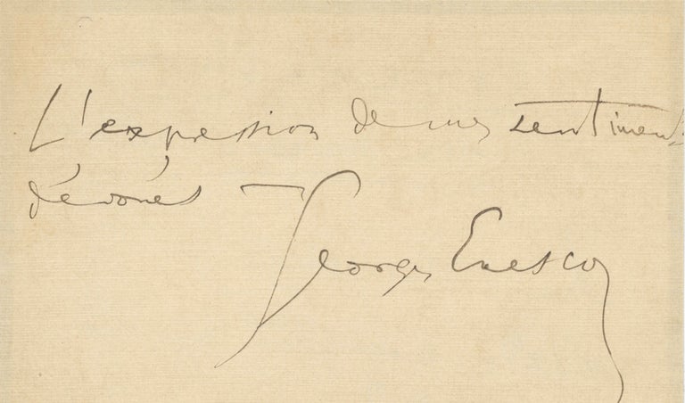 Item #27119 Autograph letter signed to an unidentified male correspondent. Georges ENESCU.