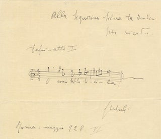 Item #27132 Autograph musical quotation signed "G Mulè" and inscribed to the Italian artist...
