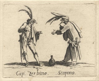 Item #27880 Captain Zerbino and Scapino. Etching depicting the two well-known Commedia dell'arte...