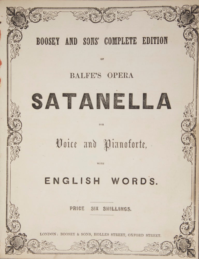 Item #27953 Satanella for Voice and Pianoforte, with English Words. [Piano-vocal score]. Michael William BALFE.