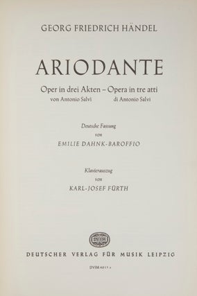 Item #28190 Ariodante Oper in drei Akten von Antonio Salvï... Deutsche Fassung von Emlie...