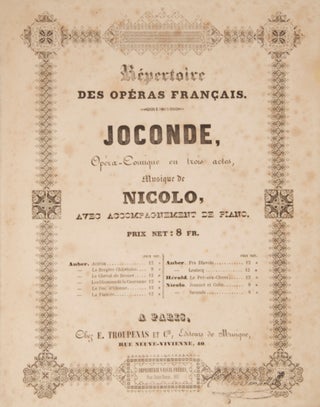 Item #28326 Joconde, Opéra-Comique en trois actes ... Répertoire des Opéras Français ... avec...