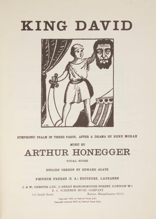 Item #28373 King David Symphonic Psalm in Three Parts, After a Drama by Rene Morax. Arthur HONEGGER