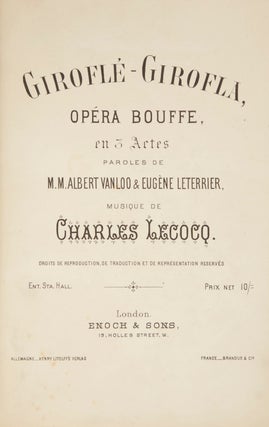 Item #28583 Giroflé-Girofla, Opéra Bouffe, en 3 Actes Paroles de M. M. Albert Vanloo &. Charles...