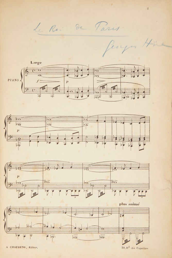 Item #28585 Le Roi de Paris. A proof copy of the first edition piano-vocal score signed by the composer. Georges HÜE.