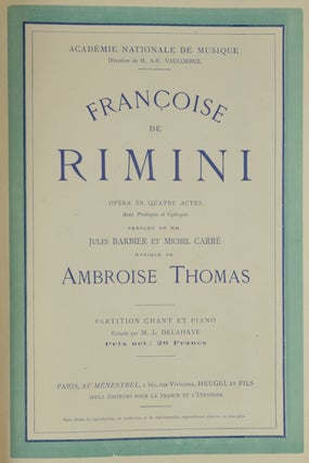 Item #28634 Françoise de Rimini Opéra en Quatre Actes Avec Prologue et Épilogue Paroles de MM....