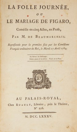 Item #28690 La Folle Journée ou Le Mariage de Figaro, Comédie en cinq Actes, en. MOZART,...