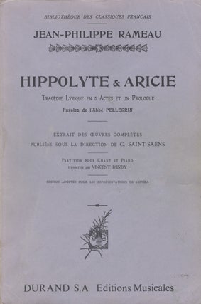 Item #28698 Hippolyte et Aricie Tragédie en 5 actes et un Prologue paroles de l'abbé....