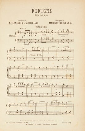Item #28707 Niniche Pièce en 3 Actes. Paroles de A. Hennequin et A. Millaud. [Piano-vocal...
