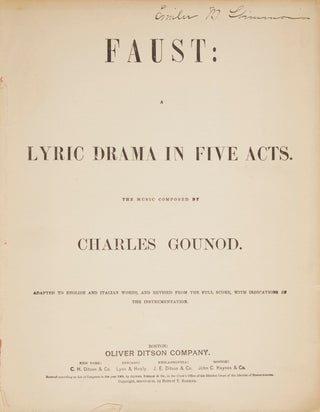Item #28738 Faust: A Lyric Drama in Five Acts ... Adapted to English and Italian. Charles GOUNOD